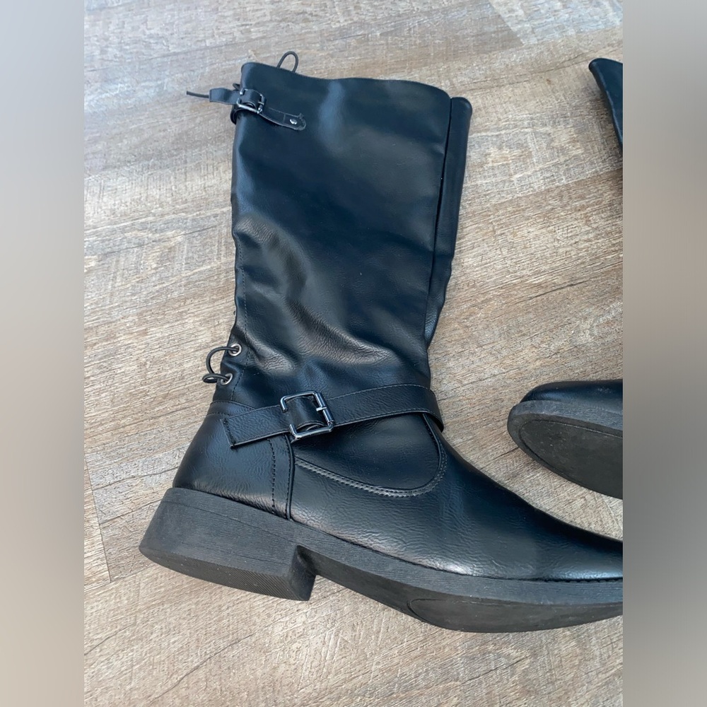 Wanted Lady Luck Decorative Lace-up Back Knee High Riding Boot - Vegan Leather - Picture 3 of 11